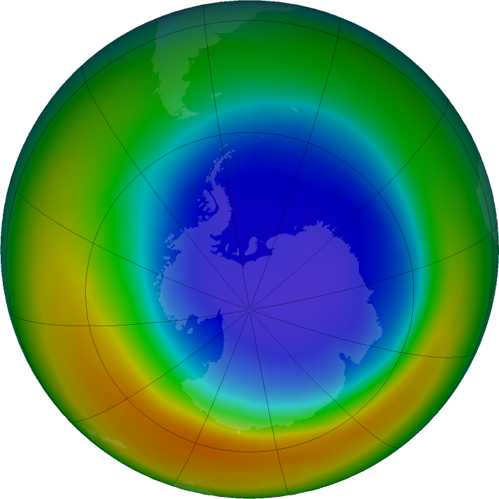 Antarctic ozone map for September 2025